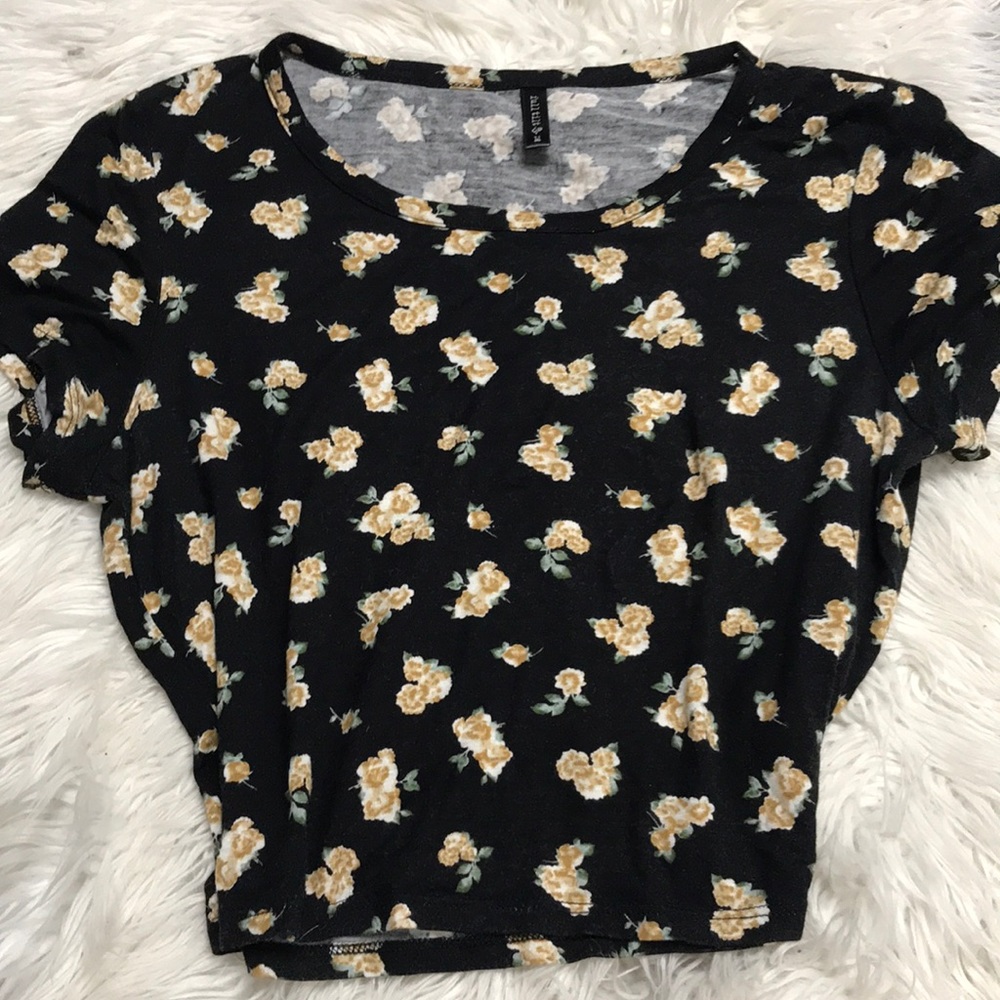 Flower crop top/above waist shirt